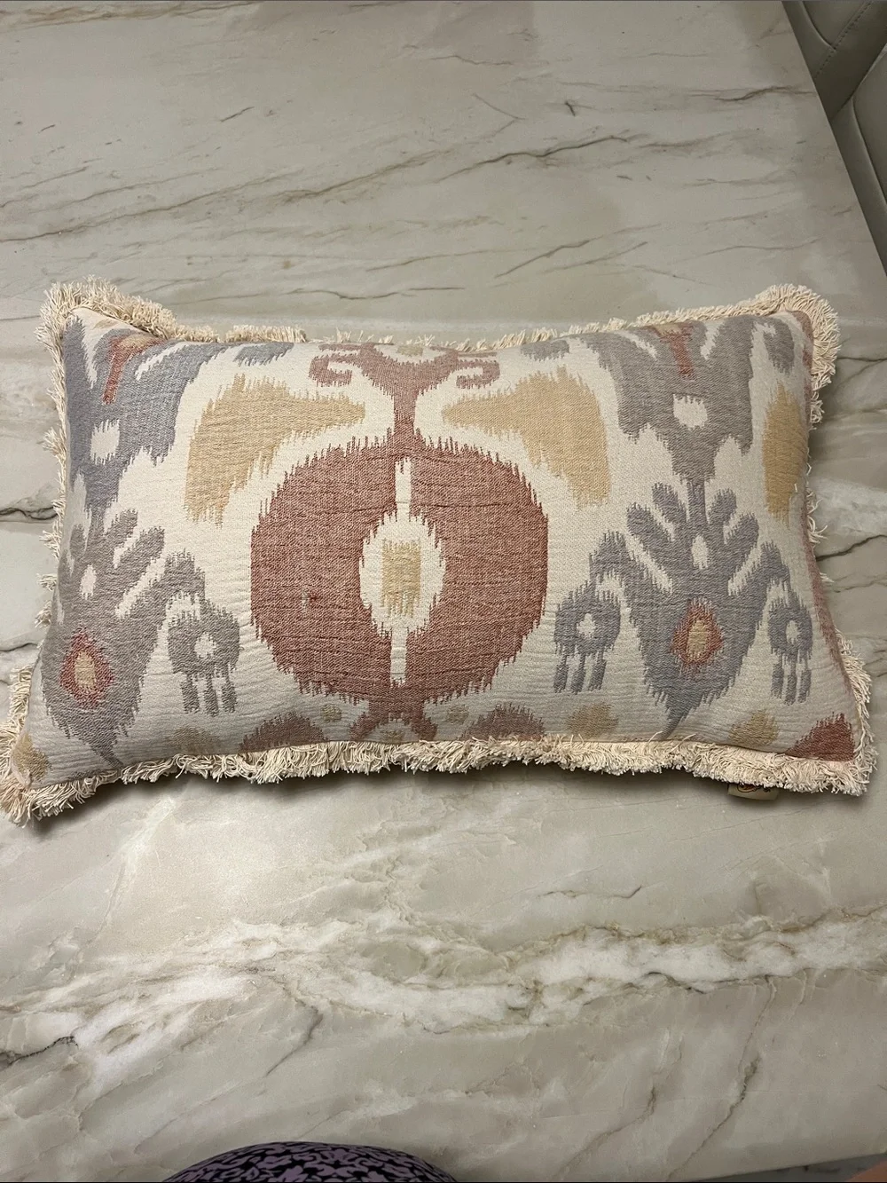 Ikat-Style Pillow by Devi Designs, feather & down insert, zipper closure 16 x 26